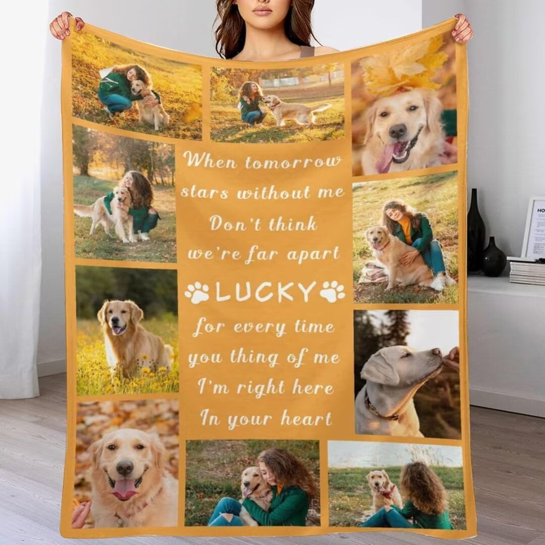 AISENIN Custom Dog Cat Photos Collage Text Throw Blanket Personalized ...