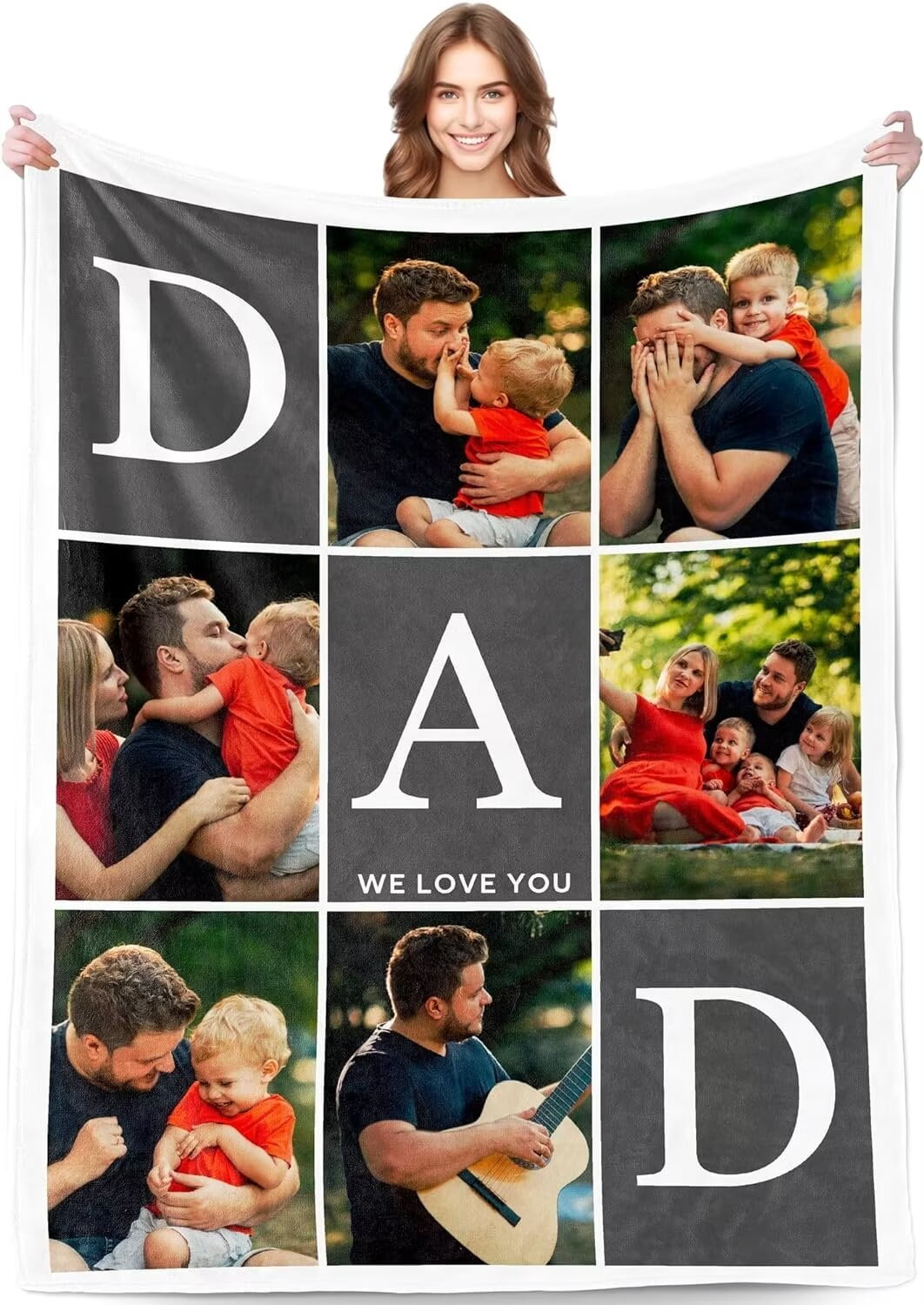 AISENIN Custom Fathers Day Blankets Dad Gifts Custom Blanket with
