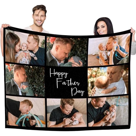 AISENIN Custom Happy Fathers Day Blanket Custom Gifts for Dad Photo Blankets Personalized Blankets Throws Gift for Dad Grandpa