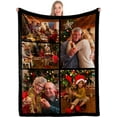 thumbnail image 1 of AISENIN Custom Merry Christmas 5 Photos Blanket Customized Picture Blanket Personalized Soft Fleece Blanket Merry for Him Her My Grandpa, 1 of 5