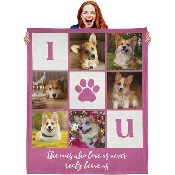 AISENIN Custom Pet Blanket with Pictures Extra Soft Personalized Blanket Customized Dog Blanket HD Print Custom Photo Blanket Custom Gift