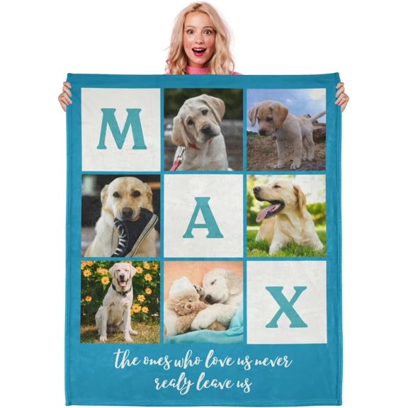 AISENIN Custom Pet Blanket with Pictures Extra Soft Personalized Blanket Customized Dog Blanket HD Print Custom Photo Blanket Custom Gift