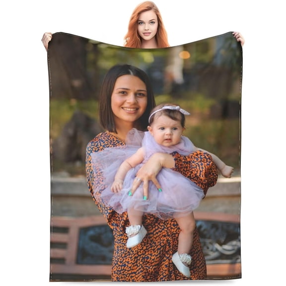AISENIN Custom Picture Blanket Personalized Blanket with Photos Customized Blanket Flannel Throw Blankets for Adult Kids Birthday Christmas