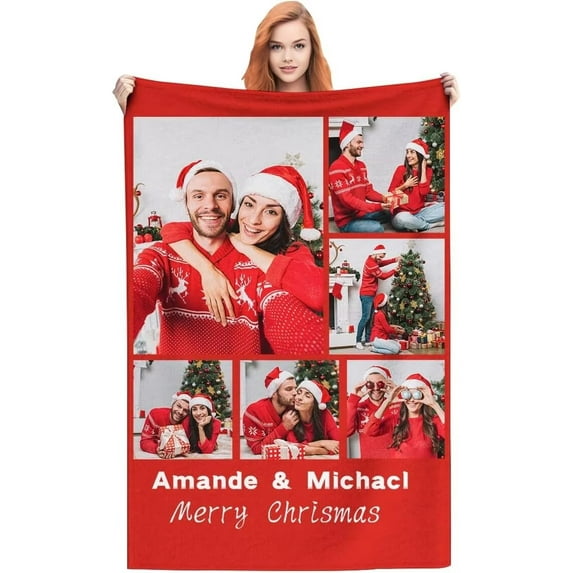 AISENIN Custom Picture Blankets for Christmas, Personalized Photo Blankets, Creative Work for Christmas, Exclusive Customized Blankets