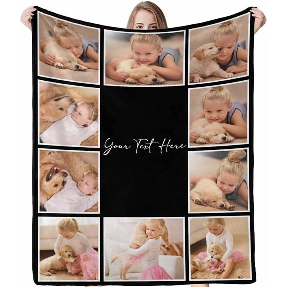 AISENIN Customized Blanket with Baby Pictures Multiple Designs Customized Gifts for Friend Family
