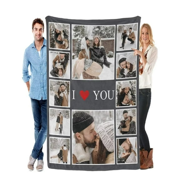 AISENIN Customized Blankets with Photos Couple Gifts Personalized Blankets and Throws Collage Blanket Picture Blanket for Valentines Day Personalized Gifts for Wife Husband Boyfriend Girlfriend