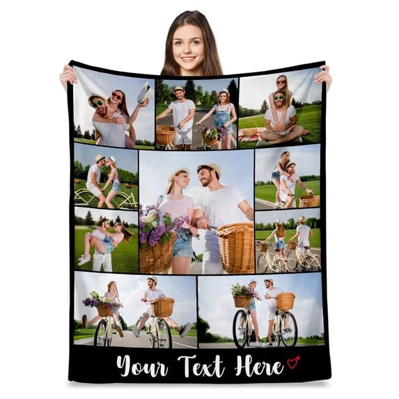 AISENIN Customized Blankets with Photos Couple Gifts Personalized Blankets and Throws Collage Blanket Picture Blanket for Valentines Day Personalized Gifts for Wife Husband Boyfriend Girlfriend
