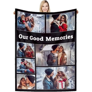 AISENIN Customized Custom Blankets with Photos Personalized Family Picture Blanket Collage Fleece Throw Blanket Christmas Birthday Gifts