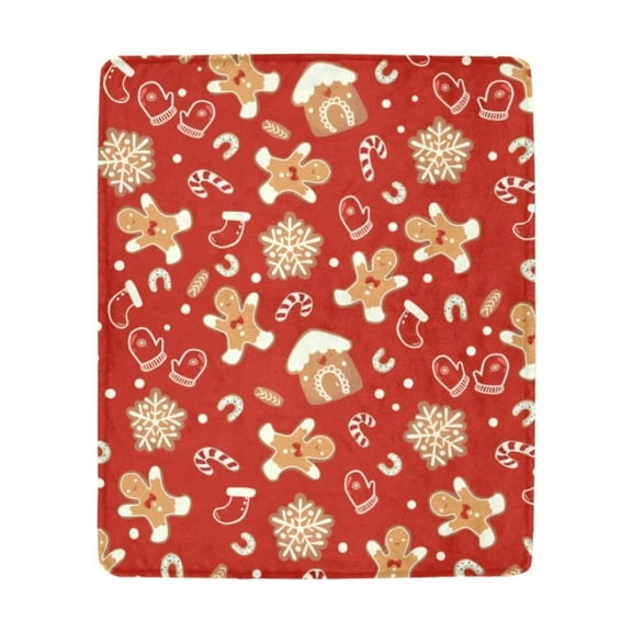 AISENIN Gingerbread Blanket Cute Gingerbreads Man Sweet Throw Blankets for Kids Girls Women Lightweight Soft Fleece Cozy for Festive Holiday Decor
