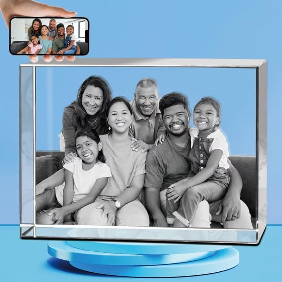 AISENIN LASER 3D Crystal Photo Personalized Gift with Your Own Photo Unique Birthday Gifts for Women Memorial Presen Landscape Rectangular