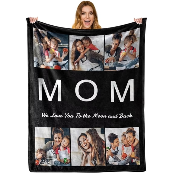 AISENIN Mothers Day Personalized Gifts for Mom from Daughter Son Custom Blanket Customized Throw Blankets with Photo Mother Gift for Wife from Husband