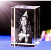 AISENIN Personalized 3D Engraved Crystal Photo Custom 3D Photo Crystal Laser Photo Etched Engraved Inside 3D Glass Picture Cube Gift Idea, 3D Photo Engraved Crystal