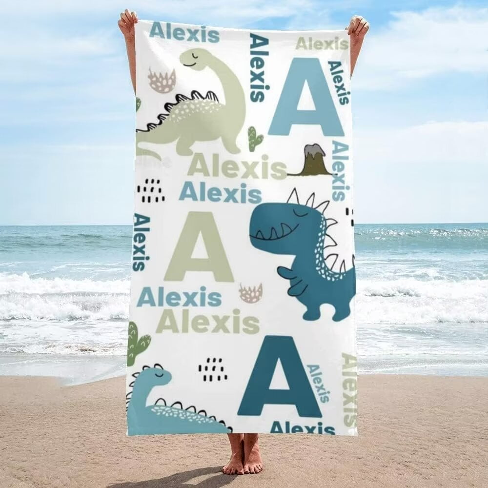 AISENIN Personalized Beach Towels for Boys with Name Kids Beach Towel