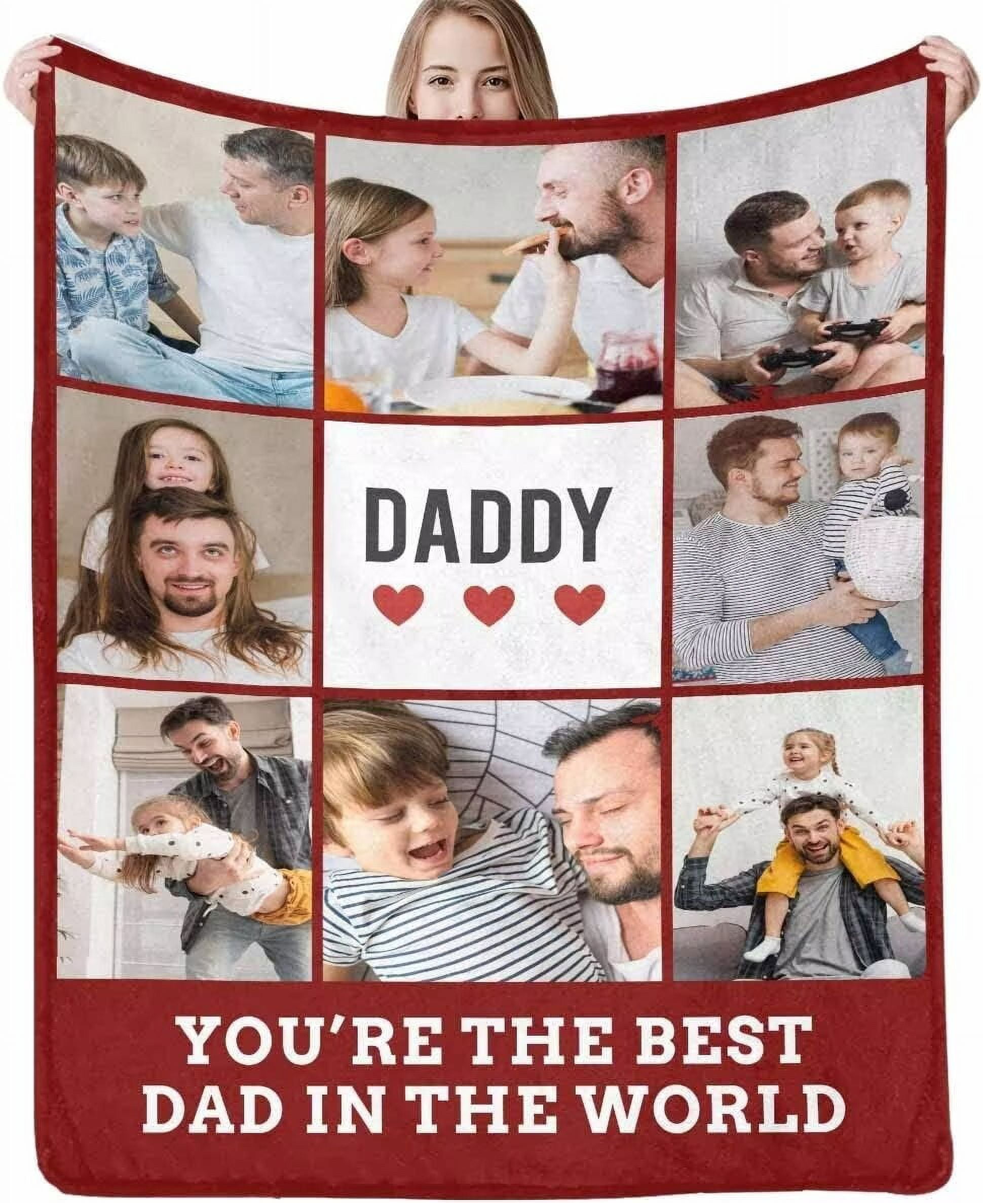 Custom Photo Blanket For Dad – Personalize With Your Picture | Unique Father’s Day Gift & Memory Throw