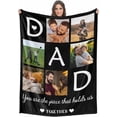 thumbnail image 1 of AISENIN Personalized Dad Blankets with Text Custom Love Dad 6 Pictures Blanket with Picture Customized Father's Day Birthday Gifts for Father Husband, 1 of 5