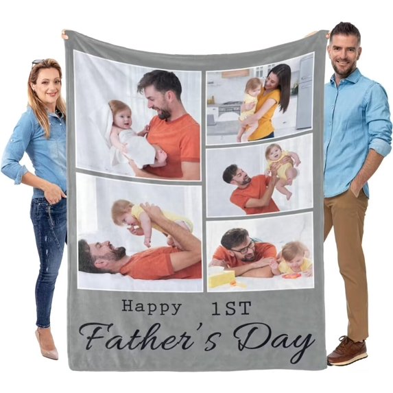AISENIN Personalized Dad Gifts for Father's Day, Custom Blanket with Photos for Dad, Gifts for Dad from Daughter Son