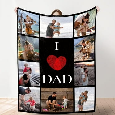 AISENIN Personalized Gifts for Dad Custom Blanket with Photos Texts Picture Throw Blanket Customized Photo Blanket Personalized Fleece Blanket Gifts for Dad