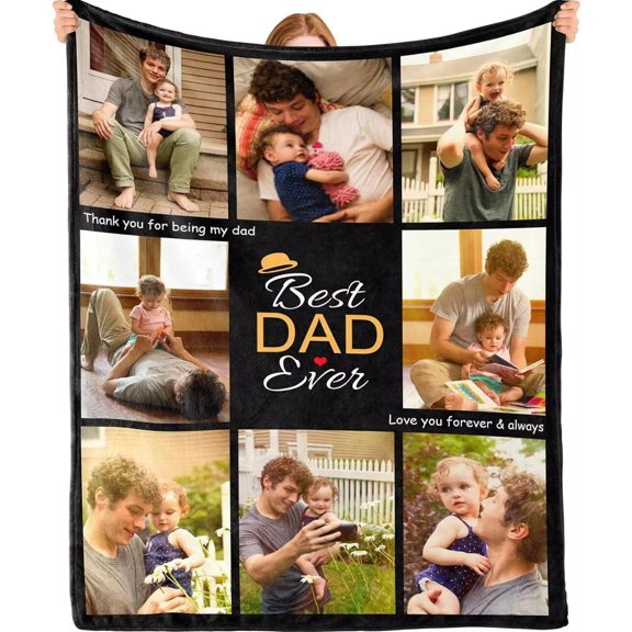 AISENIN Personalized Gifts for Fathers Day Custom Blanket Gifts for Dad Custom Gifts Personalized Blanket Custom Photo Blanket Customized Blankets Dad Gifts