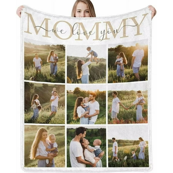 AISENIN Personalized Gifts for Mom from Daughter Son, Picture Blanket Personalized Photo Custom Blankets with Photos Customized Throw Blankets for Birthday Mothers Day