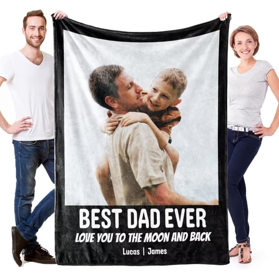 AISENIN Personalized Gifts Personalized Blanket Customized Blankets with Photos Text Custom Picture Blanket Gifts for Father's Day Birthday Gifts Gifts for Dad Family Kids Friends