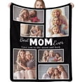 thumbnail image 1 of AISENIN Personalized Mom Blanket with Family Pictures Gift for Mom Grandma Best Mom Text Cutom Photo Throw Blanket, 1 of 5