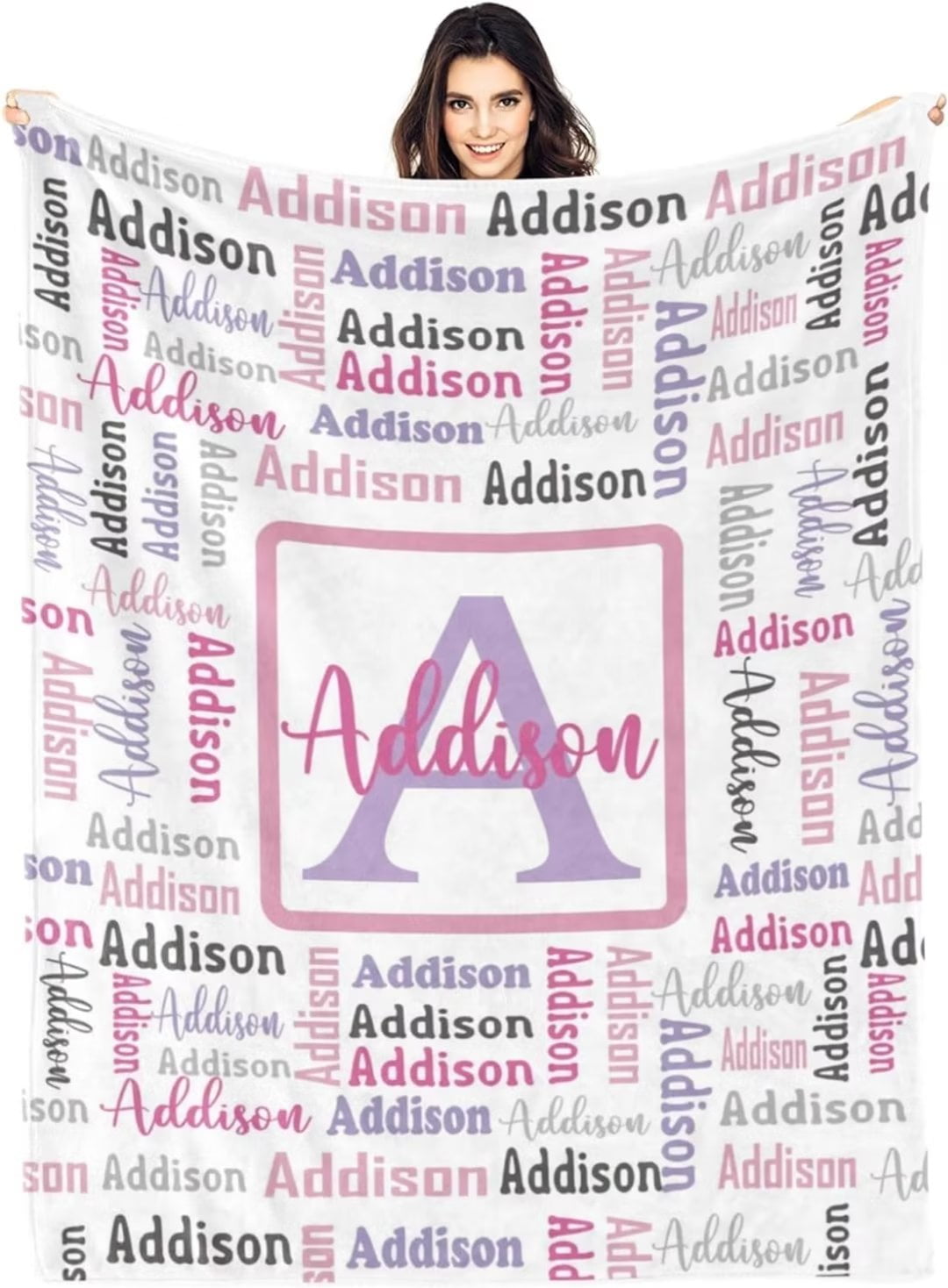 AISENIN Personalized Name Blankets Any Name Printing Blankets Custom