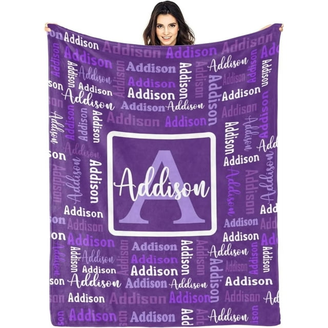 AISENIN Personalized Name Blankets Any Name Printing Blankets Custom