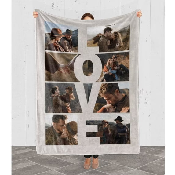 AISENIN Personalized Photo Blanket For Couples Valentines Day Gift Custom Love Blanket Birthday Gifts For Her Fleece Blanket Special Gift For Wife