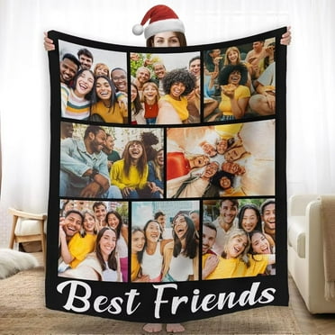 AISENIN Personalized Picture Throw Blankets with Text for Adult Kids Women Men,Custom Photos Collage Blanket for Family Couple Friend Christmas Birthday