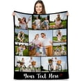 thumbnail image 1 of AISENIN Personalized Soft Fleece Throw Blanket with Photos Text for Anniversary Birthday, Customized Photo Collage Blankets for Women Men Boyfriend Couples Family, 1 of 5