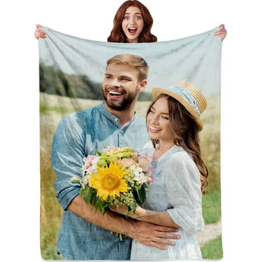 AISENIN Personalized Throw Blanket Custom Picture Blanket Customized Blanket Birthday Gift for Women Friends Couples Mom Dad Couples Adults Kids