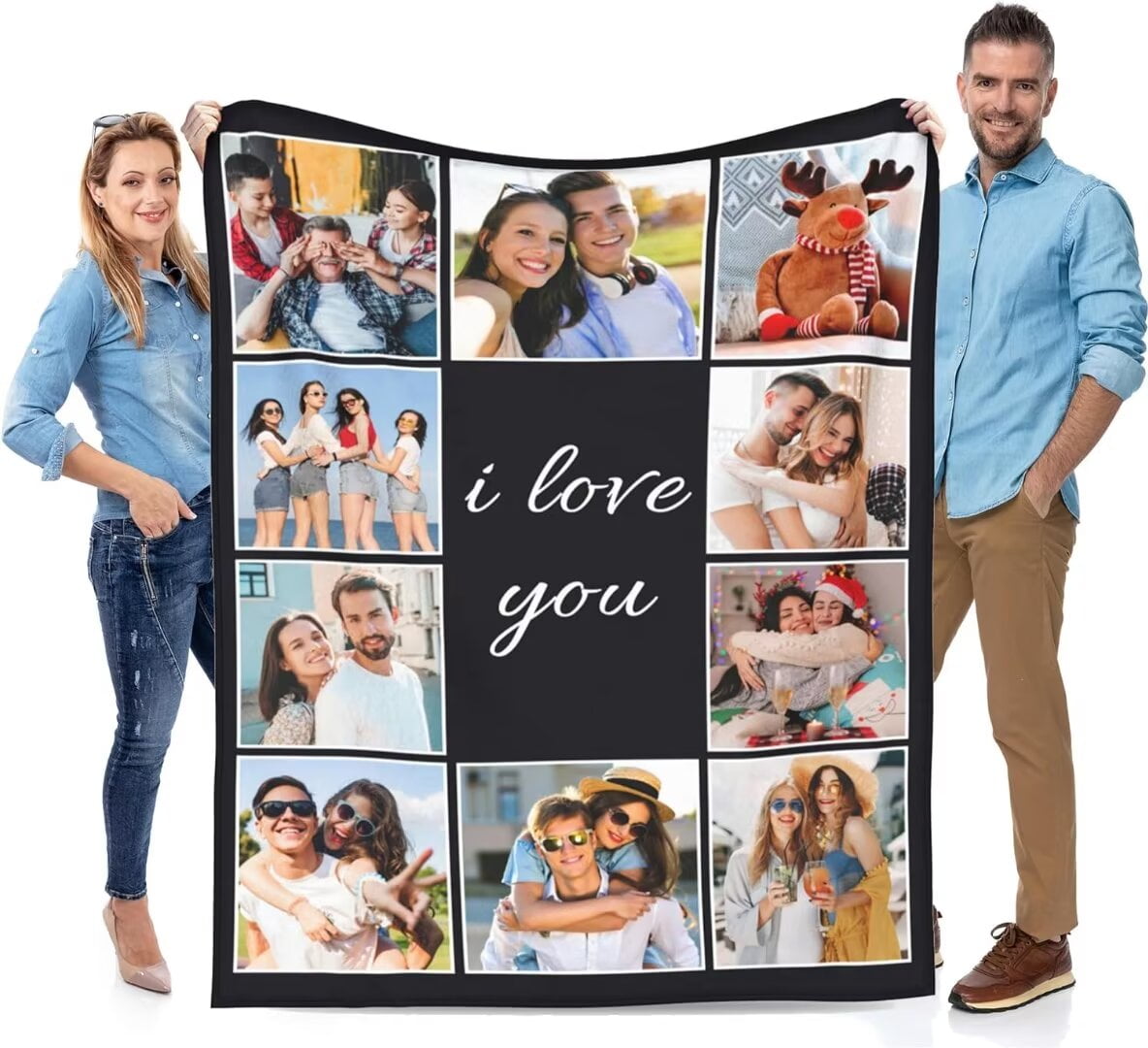 AISENIN Valentines Day I Love You Blanket Customize with Picture