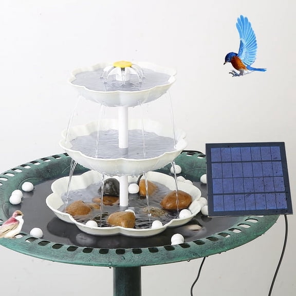 AISITIN 3 Tiered Bird Bath with 2.5W Solar Pump, DIY Solar Fountain Detachable and Suitable for Bird Bath, Garden Decoration
