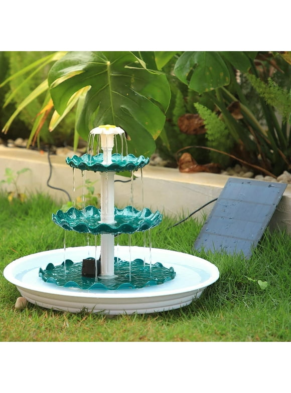 AISITIN 3 Tiered Bird Bath with 3.5W Solar Pump, DIY Solar Fountain Detachable and Suitable for Bird Bath, Garden Decoration, Outdoor Bird Feeder