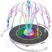 AISITIN 5.5W Solar Fountain with Light, 5.5W LED Light Solar Birdbath Fountain, 3000mAh Battery & 8 Nozzles Solar Fountain Pump for Pond, Birdbath, Pool, Garden