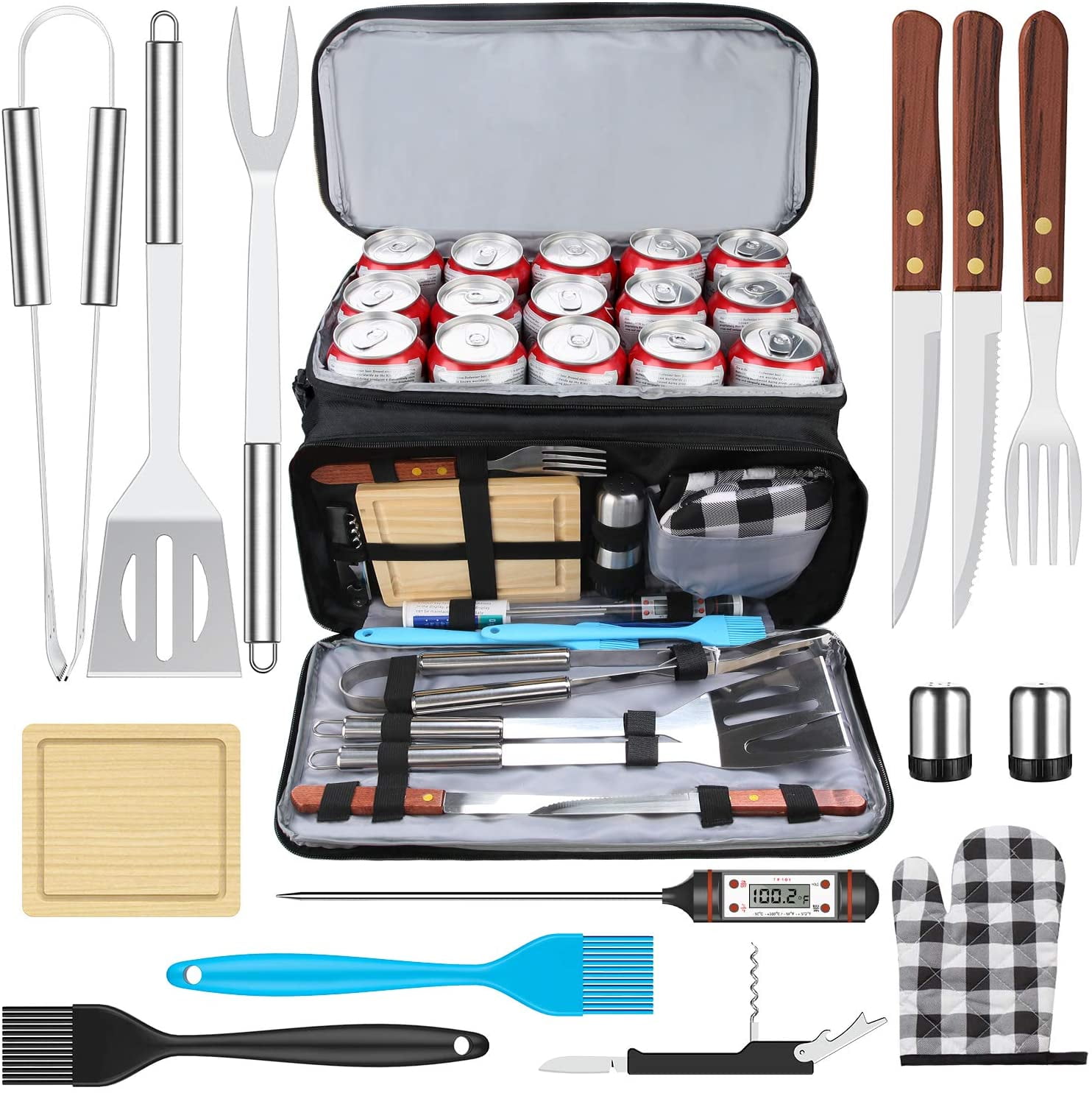 Cifaisi BBQ Grill Utensils Set for Camping/Backyard, 38Pcs Stainless Steel  Grill Tools Grilling Accessories with Barbecue Mats, Aluminum Case