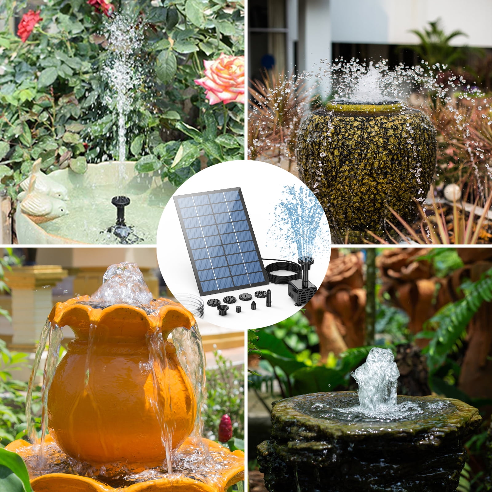 AISITIN Fountain Pump for Bird Bath,2.5W Solar Garden Fountain 6 Nozzle