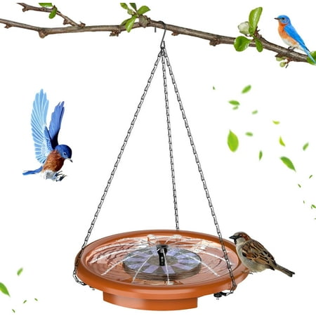 AISITIN Hanging Bird Bath with Solar Fountain Pump, 15" Multi-Functional Basin with Three Steps for Bird Bath, Feeder and Drinking, Solar Water Fountain Pump for Bird Bath