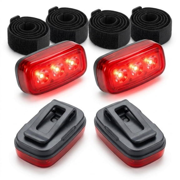 AISLE 3 ESSENTIALS 4 Pack LED Safety Lights with 4 Straps Clip On Running Light for Walking at Night, Cycling, Kids, Pets & Hiking High Visibility Strobe, Weather Resistant,