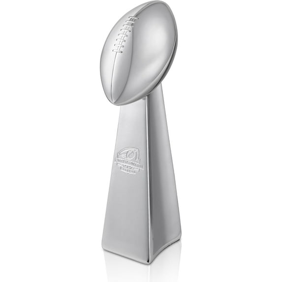 AISLE 3 ESSENTIALS Fantasy Football Trophy – 14" Chrome Lombardi-Style Championship Trophy, Premium Silver Replica Winner’s Cup with Laser-Etched “Fantasy Football Champion” Title and Velvet Base