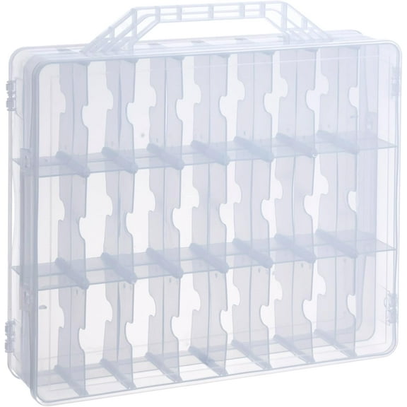 AISLE 3 ESSENTIALS Nail Polish Organizer for 48 Bottles, Double-Sided Display Case with Adjustable Dividers, Clear Storage Box with Secure Latches, Portable Storage Box for Travel