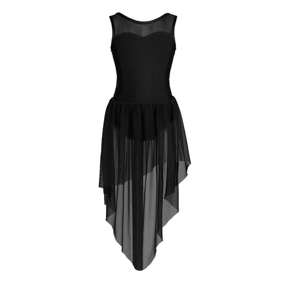 AISLOR Kids Girls Sleeveless Ballet Lyrical Dance Costume Gymnastics Leotard High-Low Hem Tutu Dress Chiffon Dancing Skirts