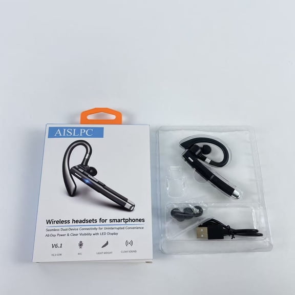 AISLPC Wireless headsets for smartphones,Bluetooth Headset for Work 500Hrs Standby Time with Charging Case 270 Degrees Rotatable Microphone with LED