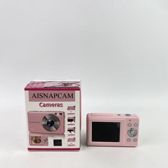 AISNAPCAM Cameras, Digital Camera, 2025 Upgraded FHD 1080P Digital Camera with 16X Zoom, Flashlight, 32GB Card Girls, Boys, Students - Pink