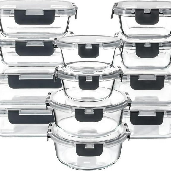 18 Pcs Glass Food Storage Containers Set with Lids, Oven-safe, BPA-Free & Leak-Proof, Perfect for Meal Prep, in Different Shapes