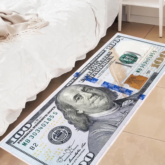 AISOON 2 x 6 ft Money Print Runner Rug, Washable Non-Slip Area Rug, Modern Indoor Hallway Carpet