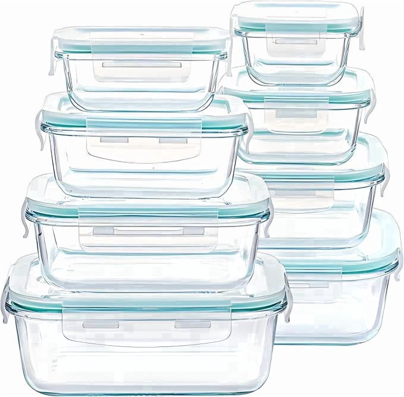 AISOON 8-Pack Borosilicate Glass Food Storage Containers, Leakproof Airtight Lids, BPA-Free Meal Prep Kitchen Storage Set