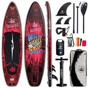 AISUNSS 11ft Inflatable Stand up Paddle Board, Fishing Paddle Board with SUP Accessories for Youth & Adults