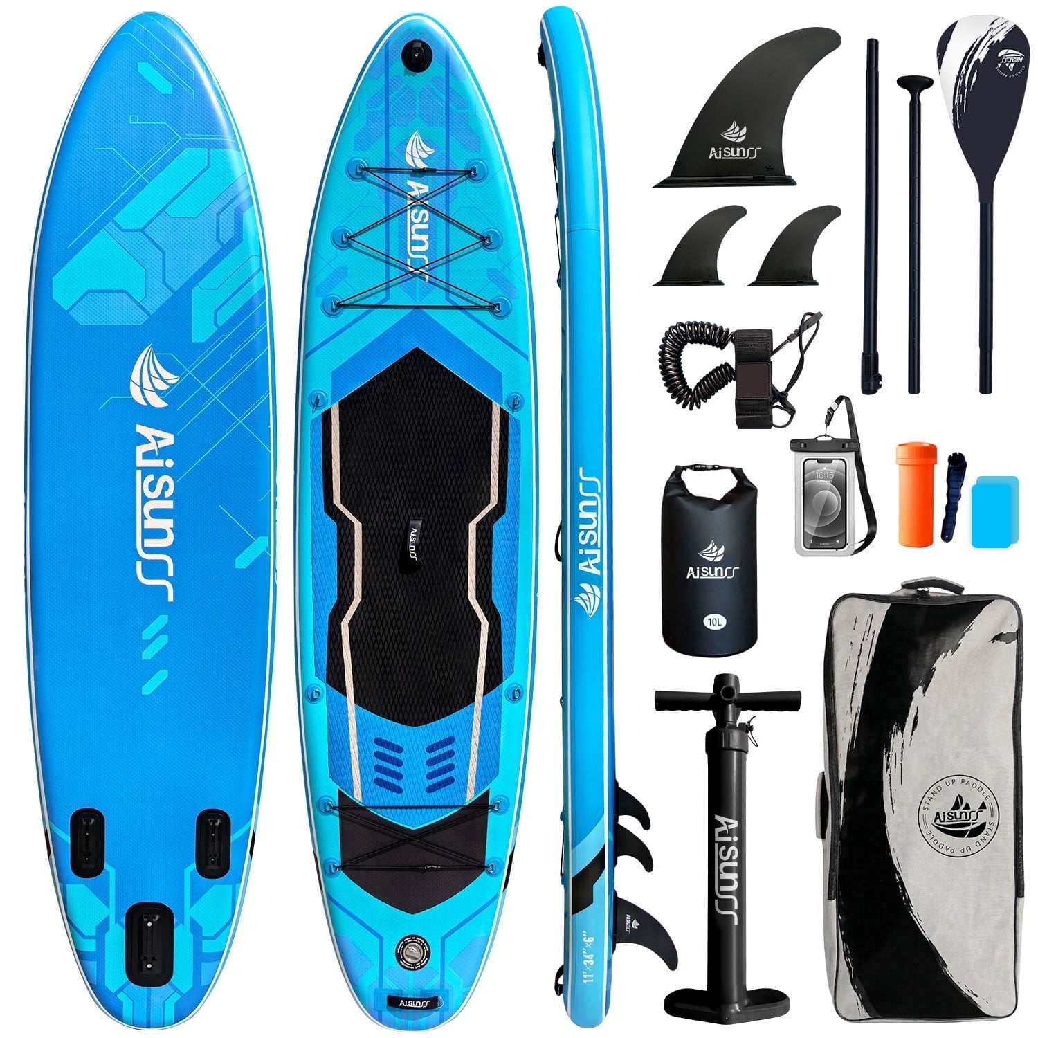 AISUNSS 11 ft Inflatable Paddle Board, Equipped with Full SUP