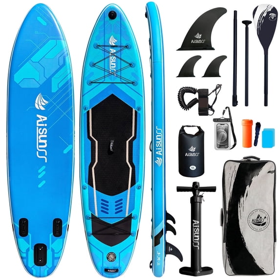 AISUNSS 11 ft Inflatable Paddle Board, Equipped with Full SUP Accessories for Youth & Adults of All Skill Levels